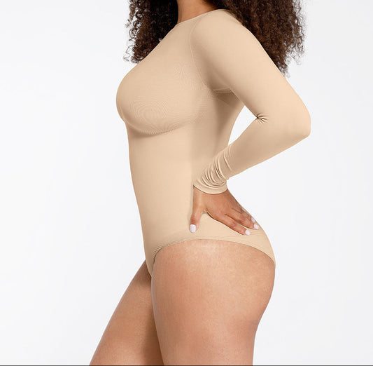 SculpStore Long Sleeve Sculpt Bodysuit | Seamless Tummy Control Thong