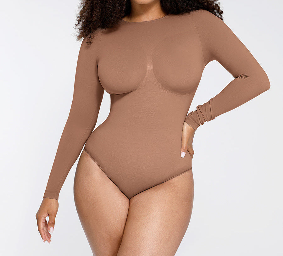 SculpStore Long Sleeve Sculpt Bodysuit | Seamless Tummy Control Thong